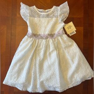 Laura Ashley London Girls Dress White Lace Crinoline 3T NWT